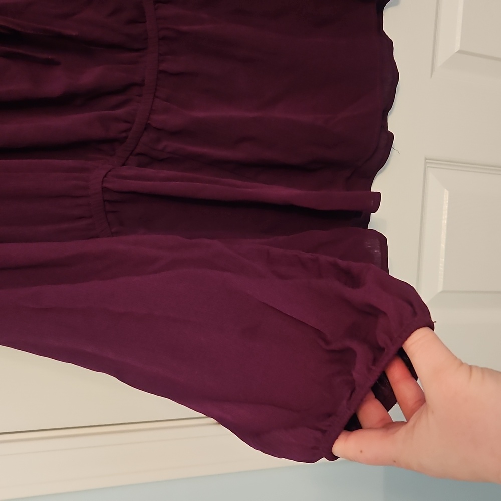 Torrid Purple Babydoll Crinkle Gauze Tie Front Blouse Size 1x 14-16 - Picture 3 of 7